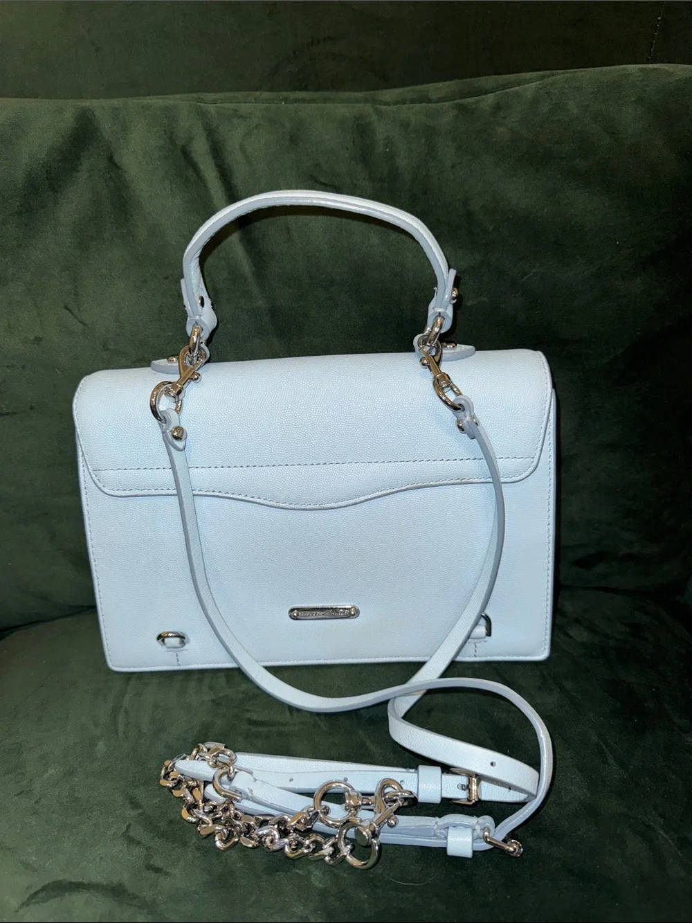 Rebecca Minkoff Light Blue Leather Top-Handle Satchel with Ring Hardware